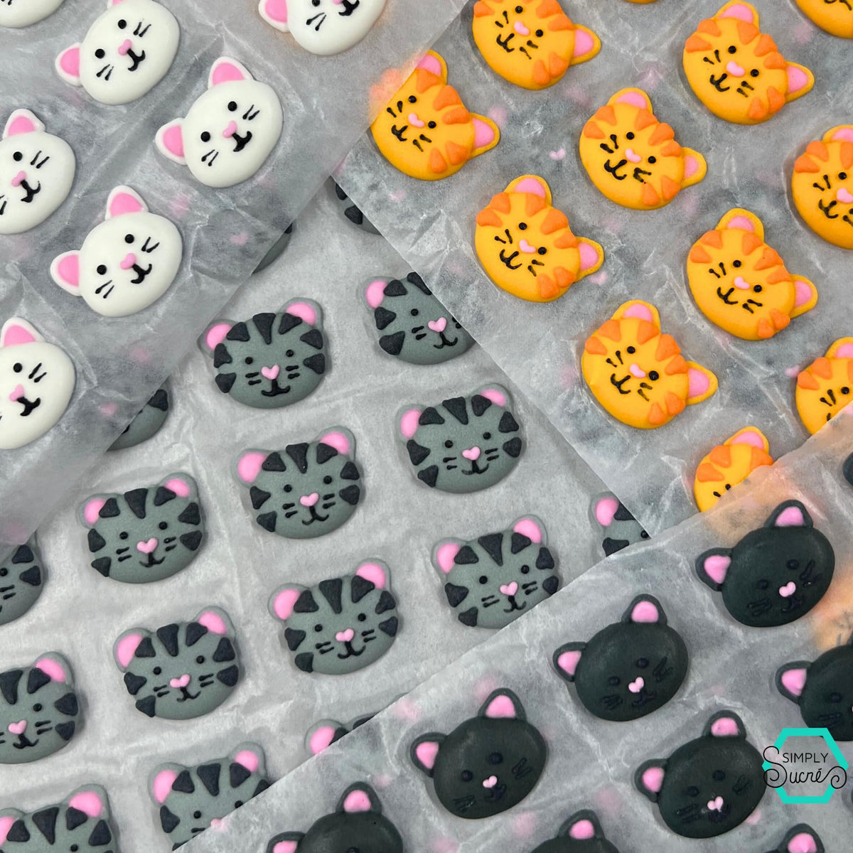 Simply Sucré mini sugar cats for playful dessert toppings