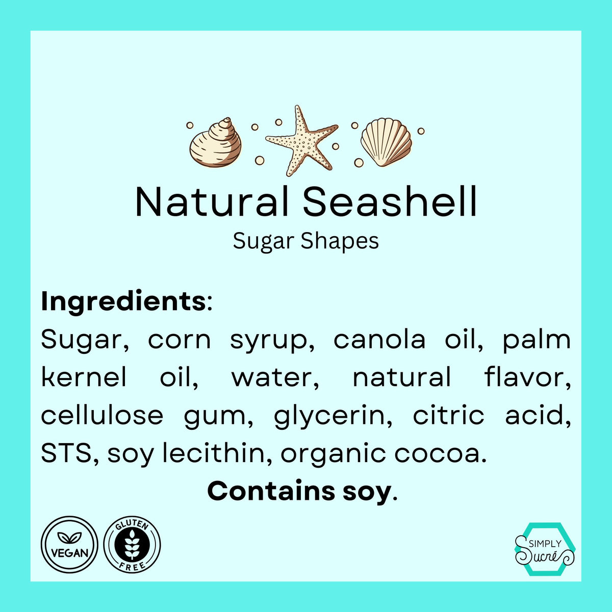 Simply Sucré seashells in sizes from 1 inch to 0.5 inch for varied treats.