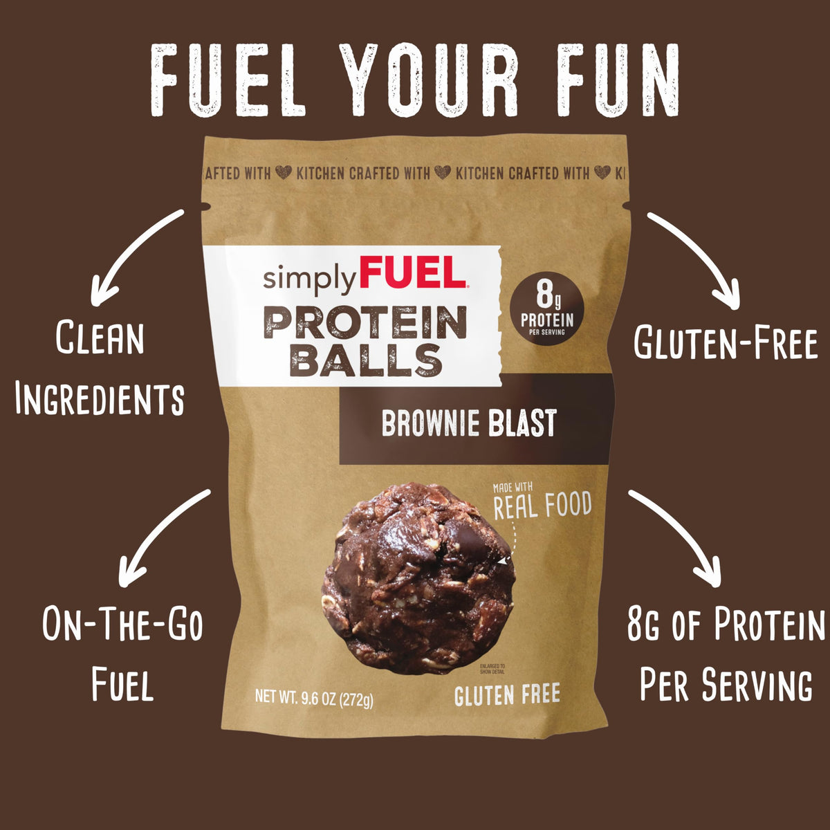 Ingredients of SimplyFUEL Brownie Blast with gluten-free oats and honey.