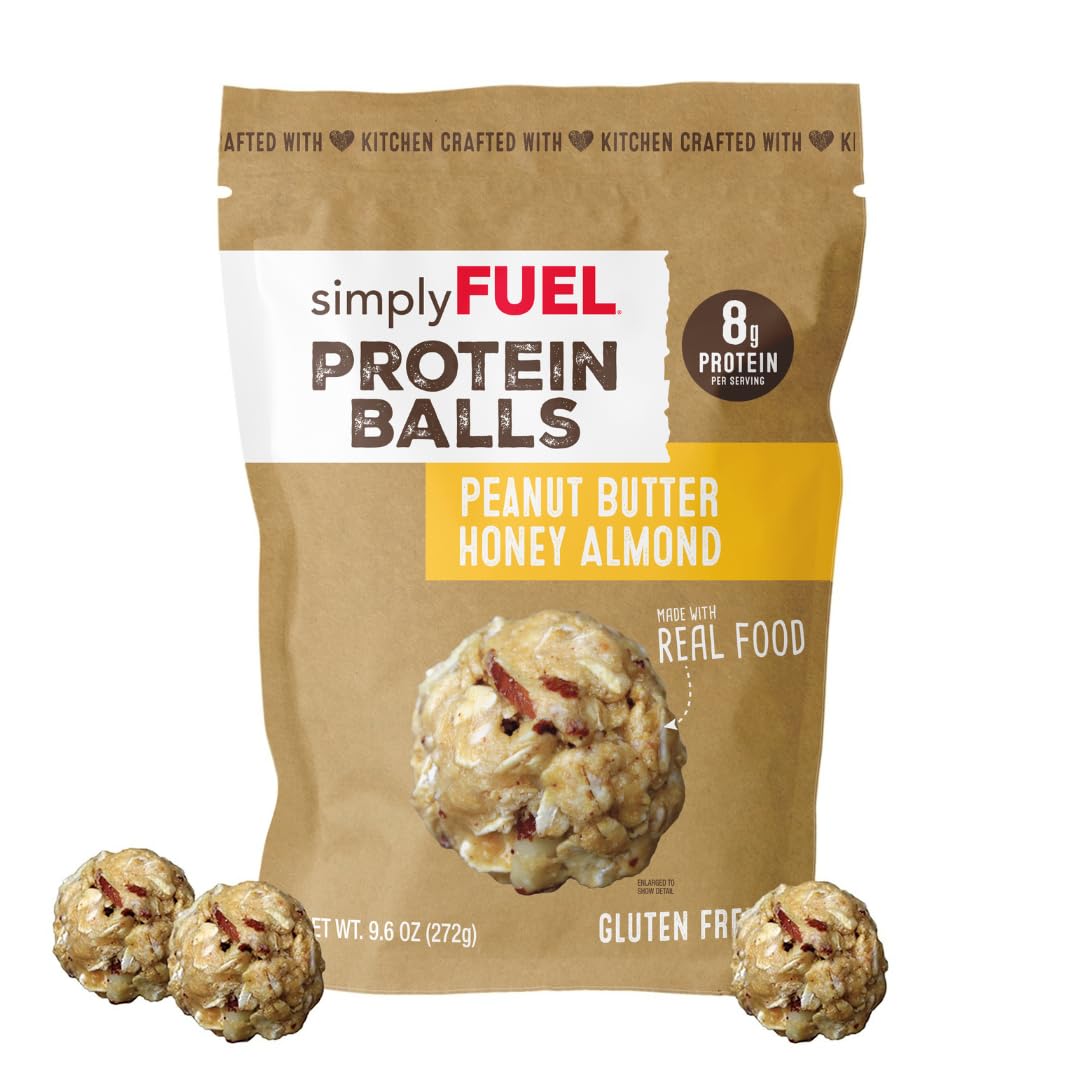 SimplyFUEL protein balls in a resealable pouch for on-the-go protein