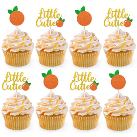 Sinasasspel little cutie orange cupcake topper for festive baby shower desserts.