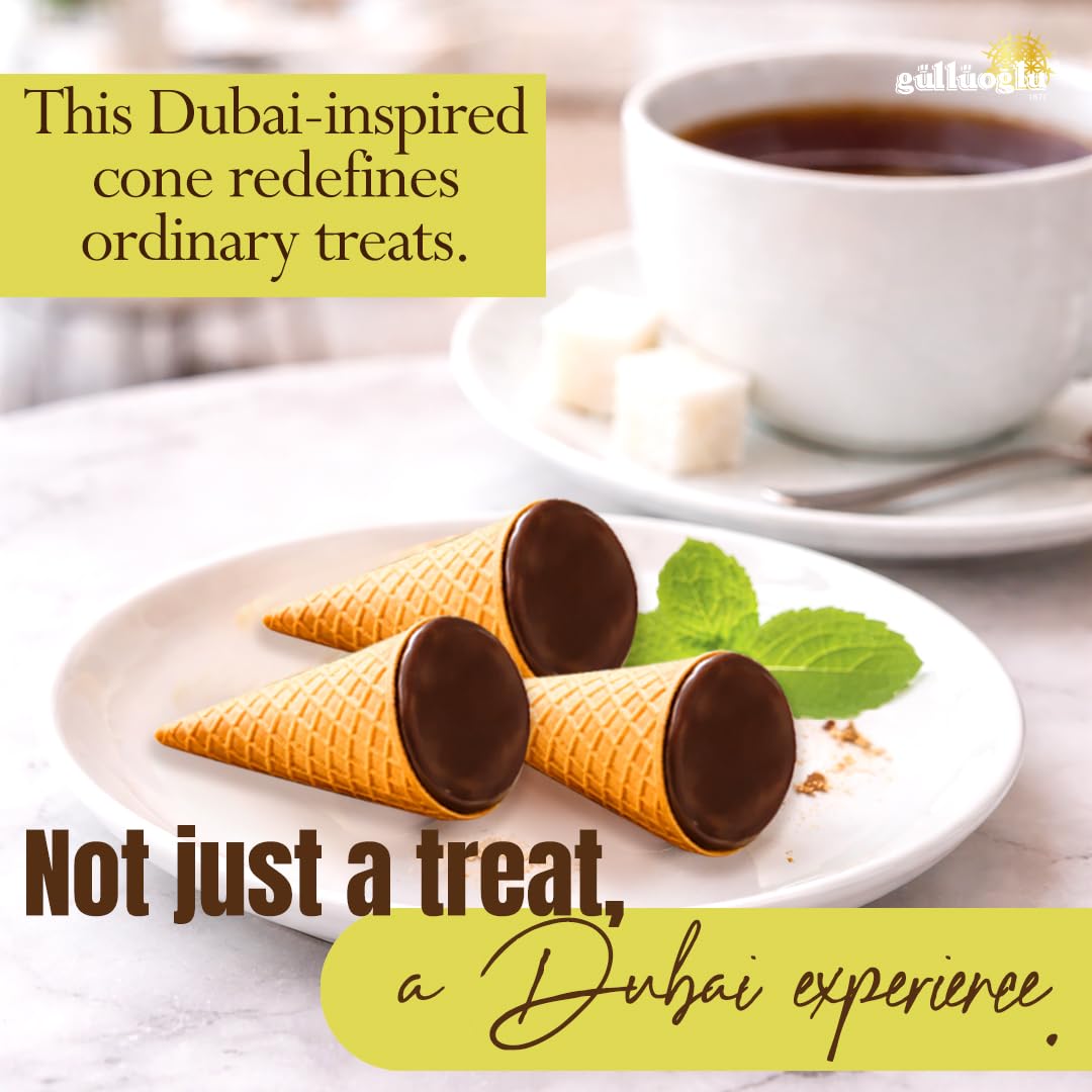 Gift-ready presentation of GÜLLÜOGLU chocolate cones.