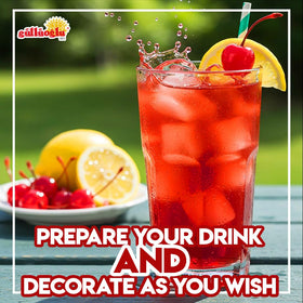 Pouring iced Loaded Tea over ice to enjoy a refreshing cold drink.