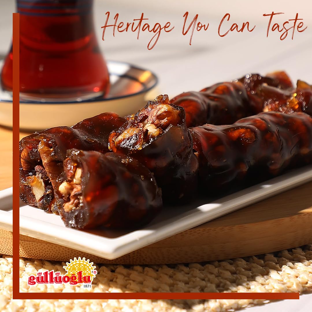 Gulluoglu Walnut Churchkhela ingredients highlight premium walnuts, honey, and grape juice.