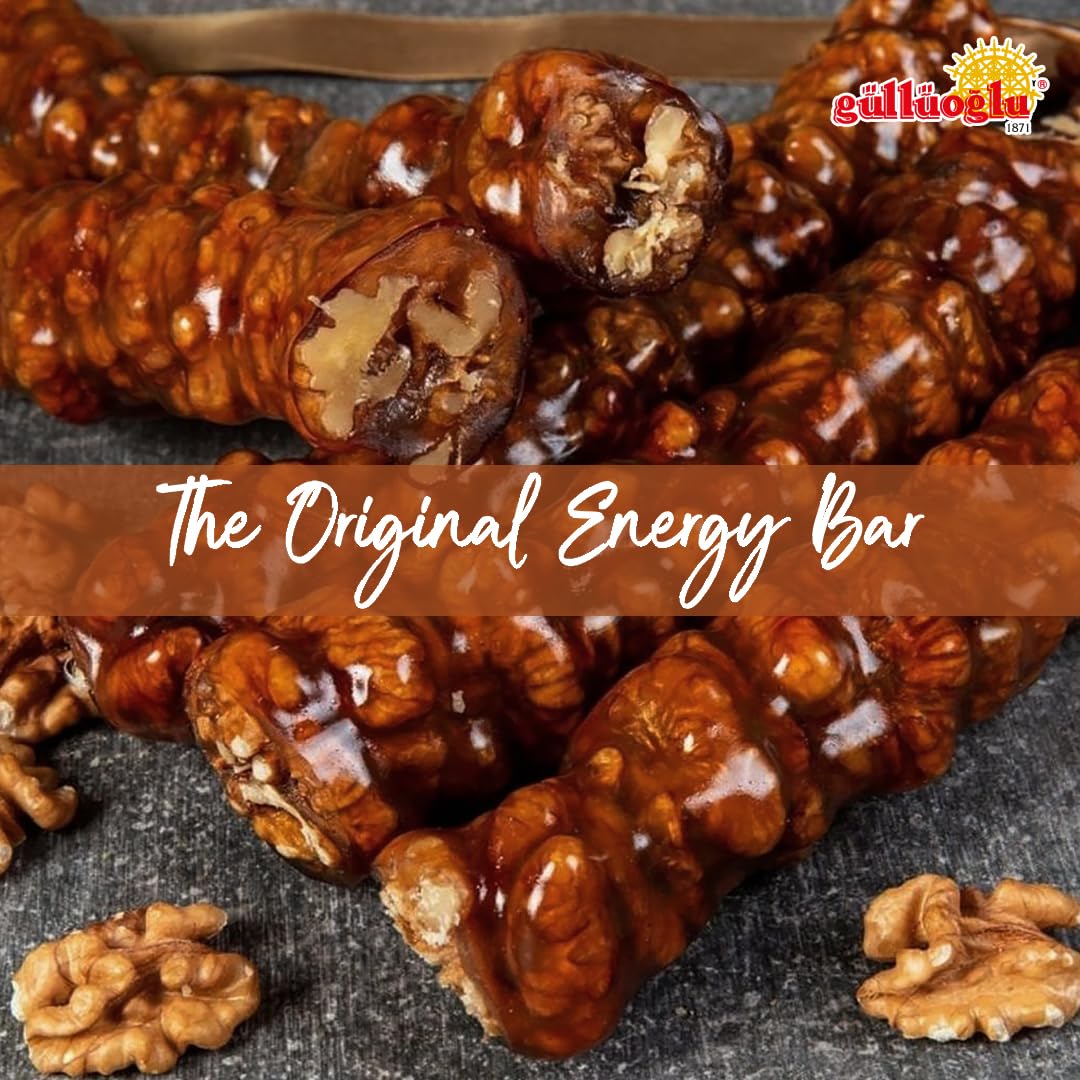 Gulluoglu Walnut Churchkhela with tea pairing enhances warmth and aroma.