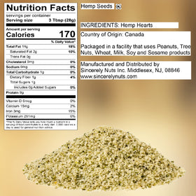 Packaged in Canada-sourced quality, Sincerely Nuts hulled hemp seeds maintain freshness.