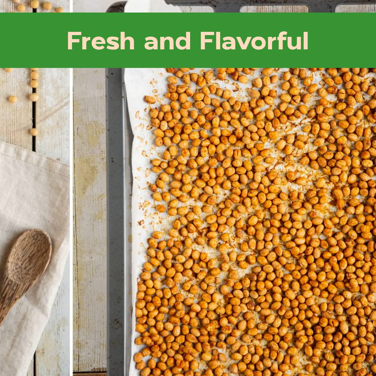 Sincerely Nuts kosher label on roasted soybeans, premium plant-based option.