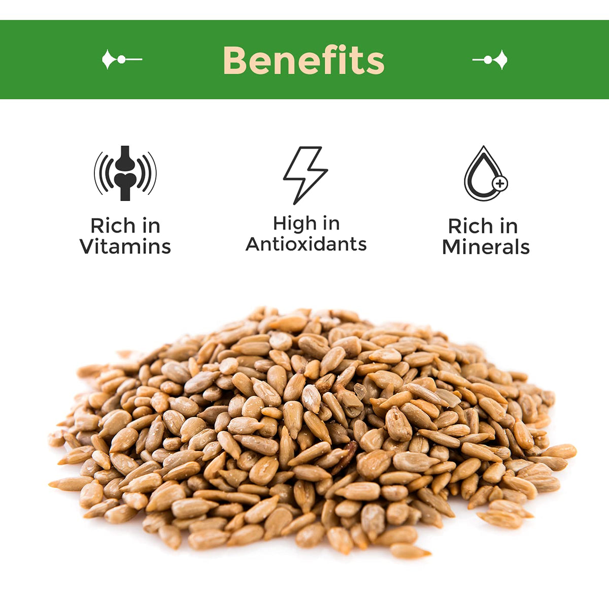 Sincerely Nuts sunflower seeds, hulled kernels with a crunchy texture, ideal for a quick snack.