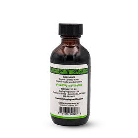 Singing Dog Vanilla bottle side showing glycerin carrier for smooth notes