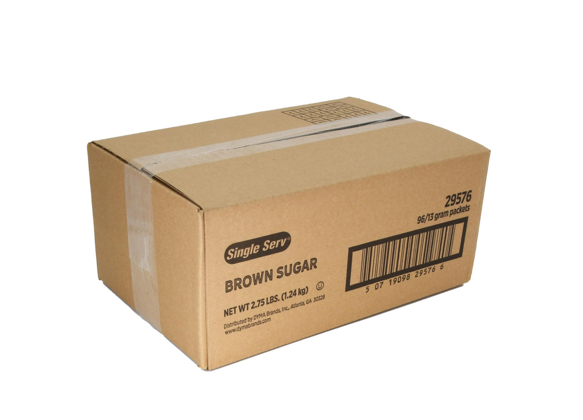 Single Serv brown sugar packets — pouring into coffee for silky caramel notes.