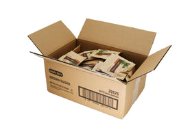 Single Serv brown sugar packets — stacked for organized, ready-to-use sweetness.