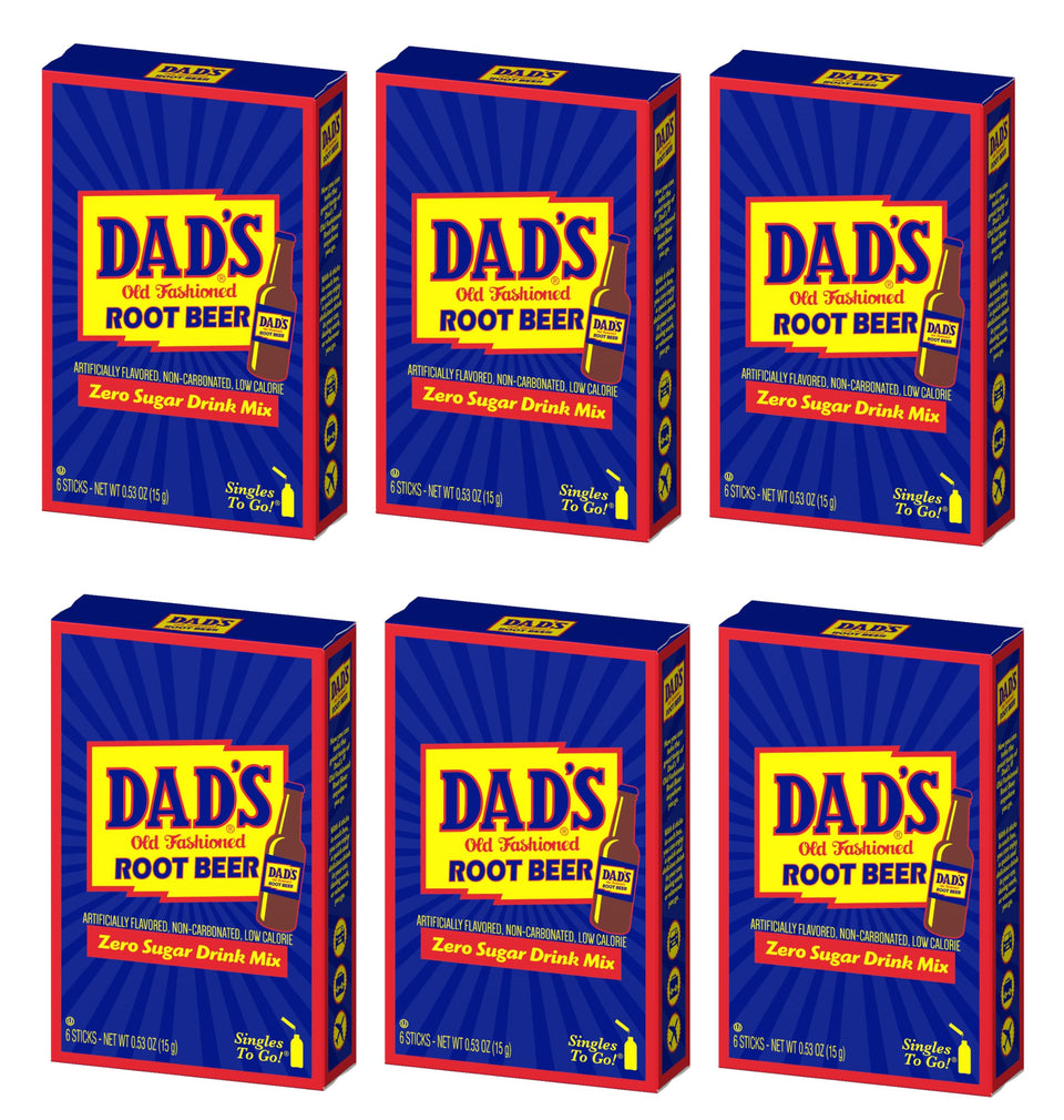 SINGLES TO GO! Dad's Root Beer boxes ready for pantry storage and on-the-go use