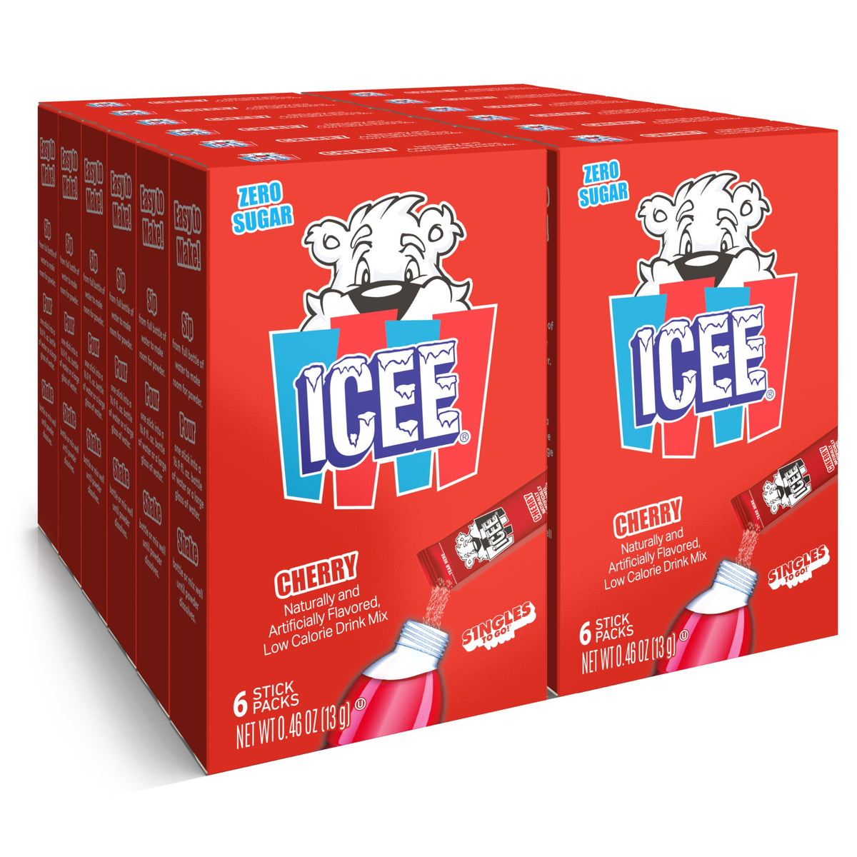 SINGLES TO GO! ICEE boxes packaging with convenient on-the-go mix sachets.