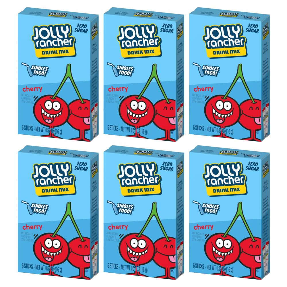 SINGLES TO GO Jolly Rancher Cherry box front for on-the-go flavor.