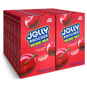 SINGLES TO GO Jolly Rancher Cherry packet front showing a low-calorie flavor boost for water