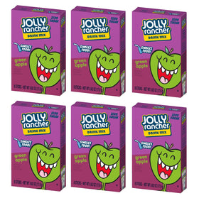 SINGLES TO GO Jolly Rancher Green Apple boxes show convenient six pack packaging for on the go flavor
