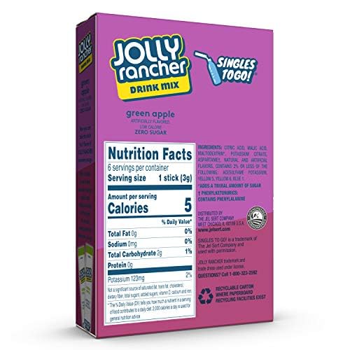 On the go with SINGLES TO GO Jolly Rancher Green Apple packets in a bag