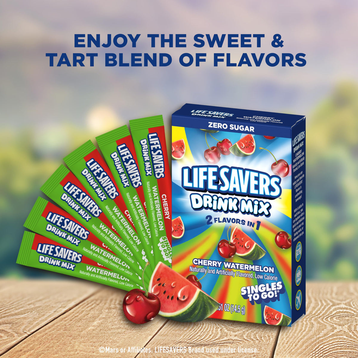 Lifesavers Cherry Watermelon stick dissolving in water bottle for flavor