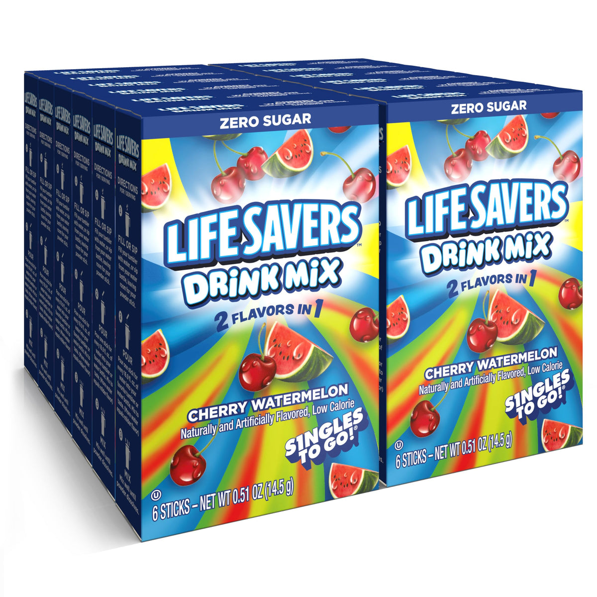 SINGLES TO GO Lifesavers Cherry Watermelon stick flavors water on the go