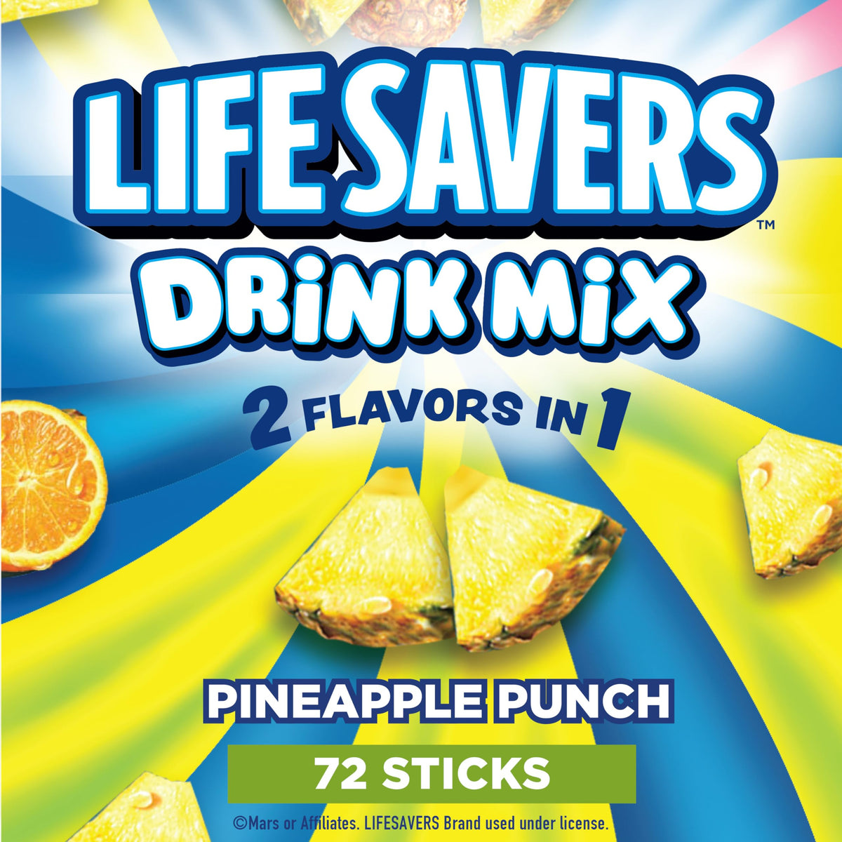 Lifesavers Pineapple Punch stick dissolving in a 16.9 oz bottle for easy flavor boost.
