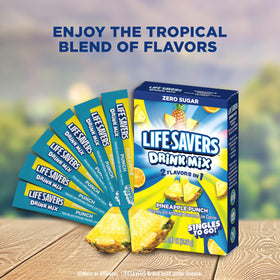 Lifesavers Pineapple Punch packaging shows 12 sticks per box for travel.
