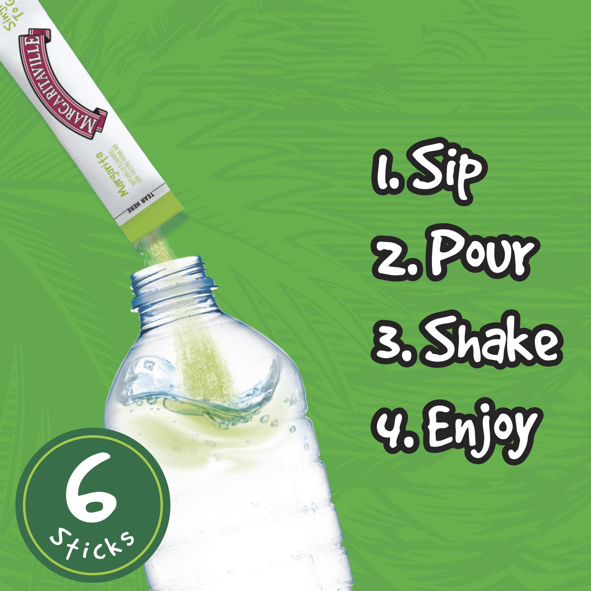 Glass with Margaritaville drink ready, showing caffeine-free refreshment