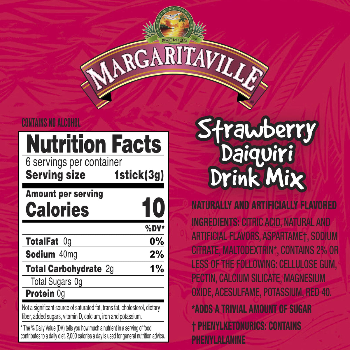 Pour Margaritaville packet into bottle and shake for a tropical escape