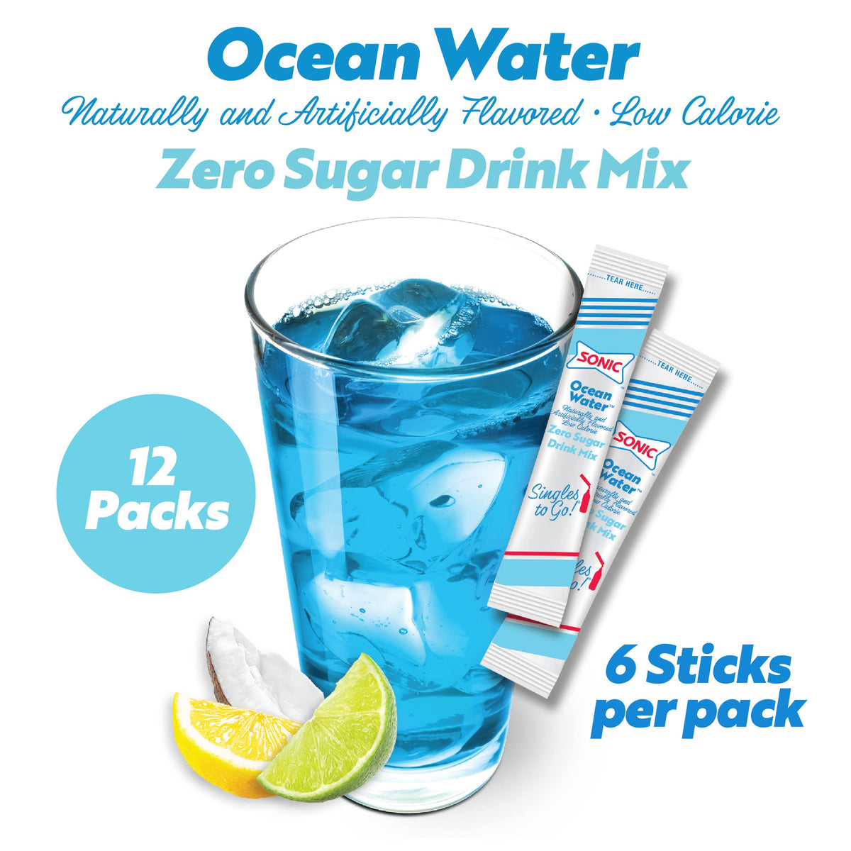 SINGLES TO GO Ocean Water being poured into a water bottle for instant flavor.