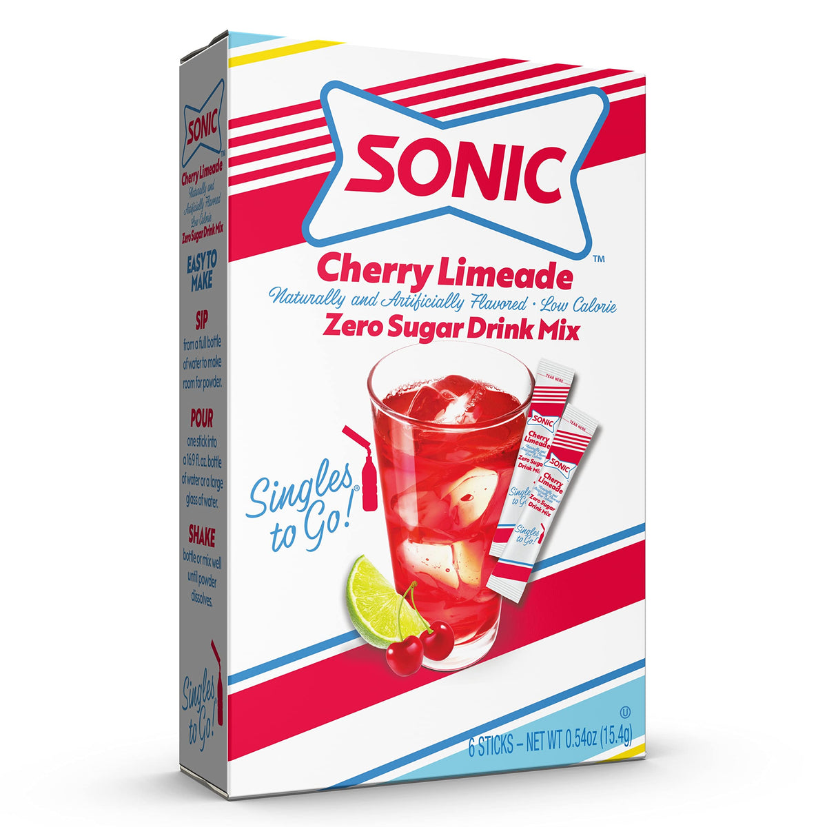 SINGLES TO GO Sonic Cherry Limeade packets close-up for portable water flavor