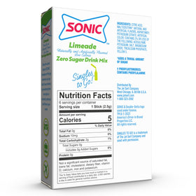 Chilled water bottle with Sonic Limeade offers crisp, zero sugar refreshment.