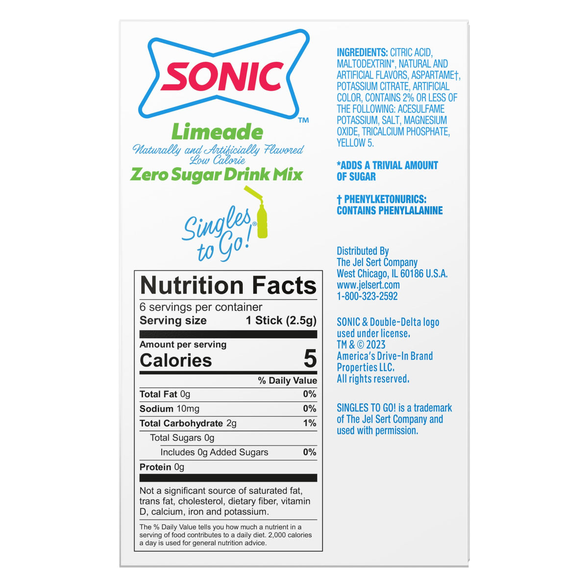 Display of Sonic Limeade case showing convenient on-the-go hydration options.