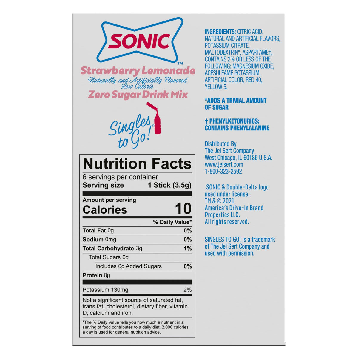 SINGLES TO GO! Sonic assorted flavors displayed for quick flavor selection.