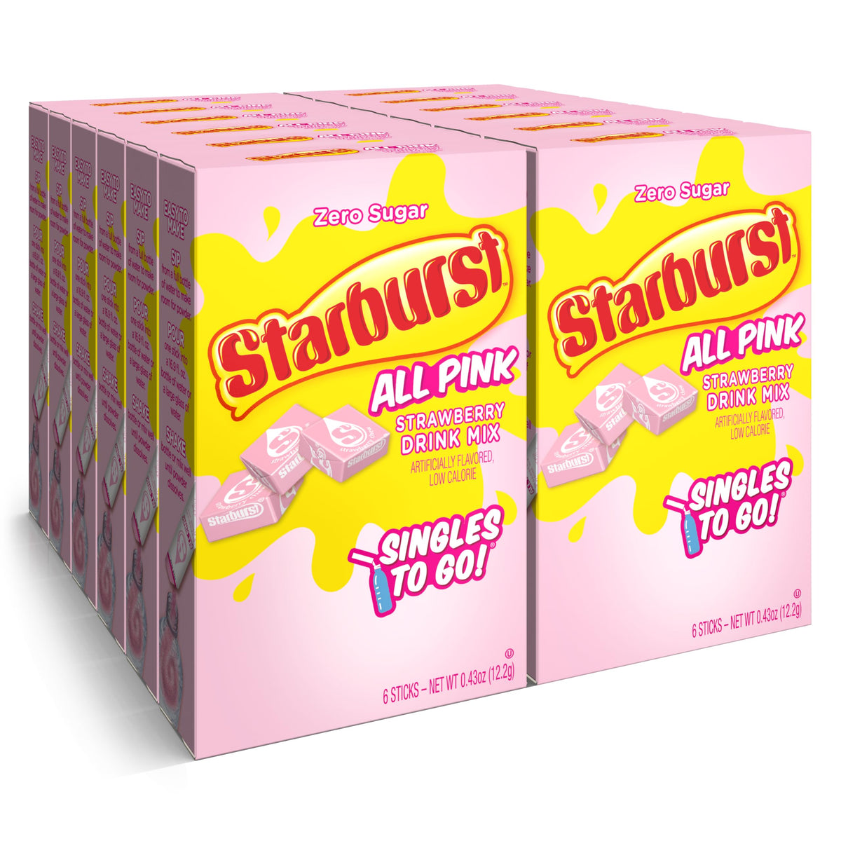 Starburst Singles To Go all-pink box display for on-the-go flavor