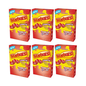 SINGLES TO GO Starburst Cherry boxes on shelf for convenient hydration.