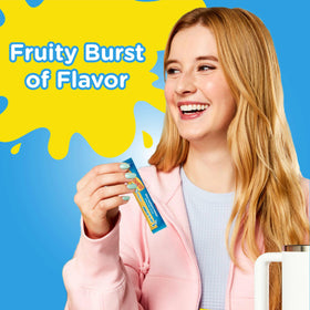 Starburst Duos blue raspberry lemon on-the-go drink mix in a portable bag.
