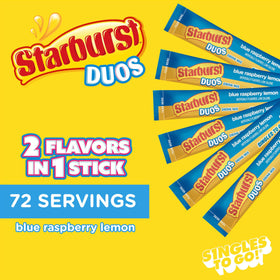 Starburst Duos singles to go stick showing a single packet for quick flavor.