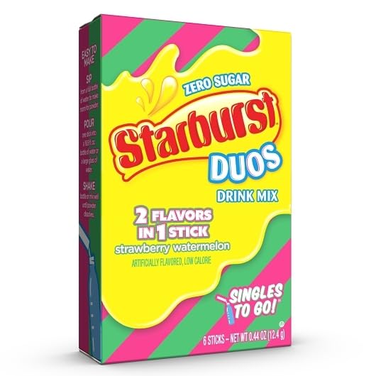 SINGLES TO GO Starburst Duos bottle ready for refreshing Strawberry Watermelon hydration