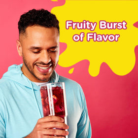 Stirred Starburst Fruit Punch drink in a glass, a refreshing sugar-free option