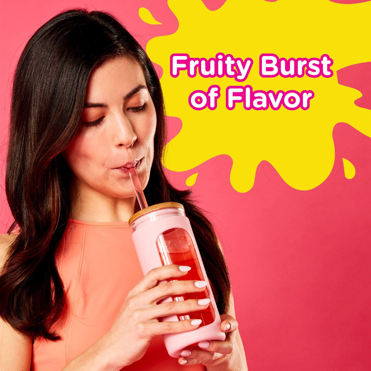 Pink Starburst Gallons To Go drink served in a glass for guests
