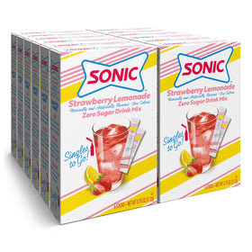 SINGLES TO GO Strawberry Lemonade packet close-up for quick flavor in water