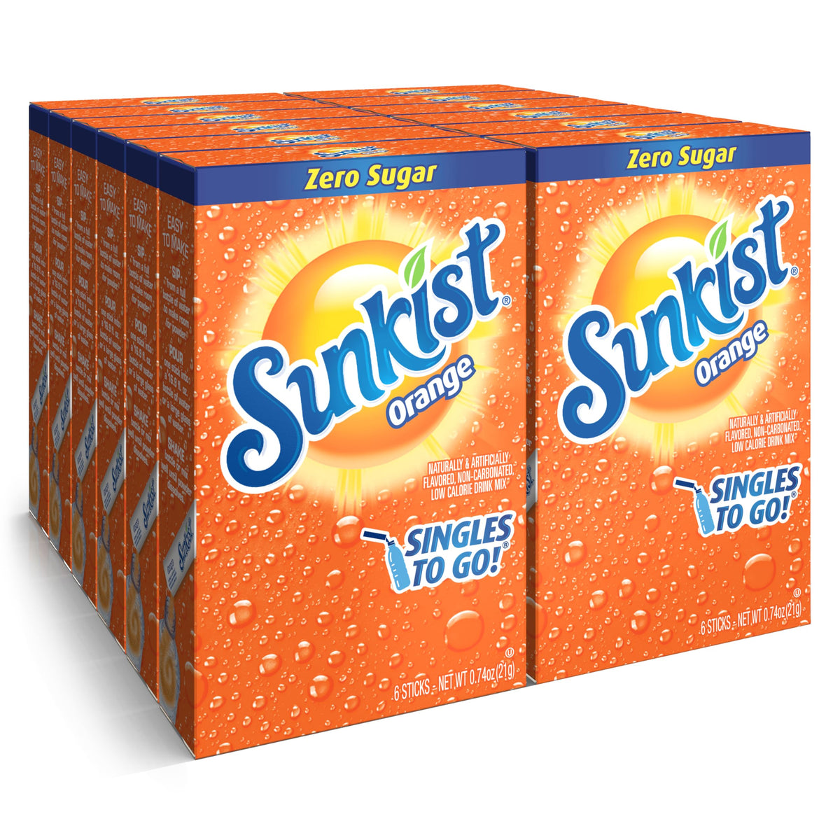 SINGLES TO GO! Sunkist Orange box front for on-the-go flavor convenience