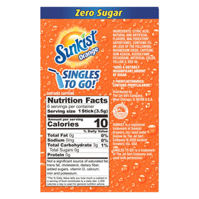 Single-serve Sunkist Orange packet close-up, easy to mix into water.