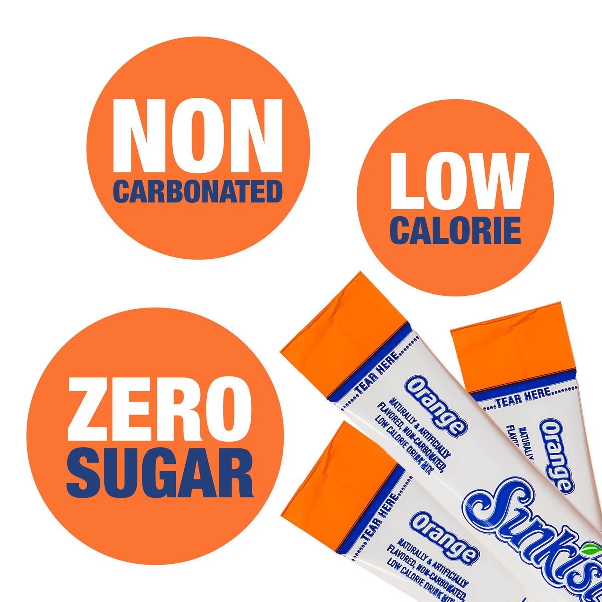 SINGLES TO GO! Sunkist Orange pour-into-water action for quick, refreshing drink