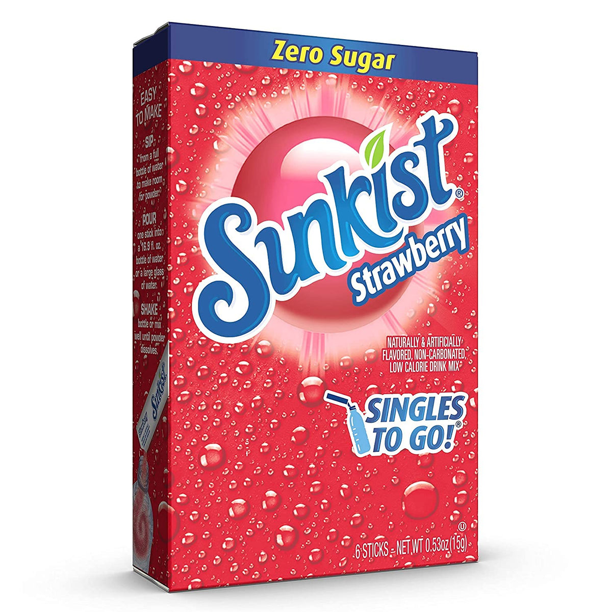 SINGLES TO GO Sunkist Strawberry packets add on the go water flavor