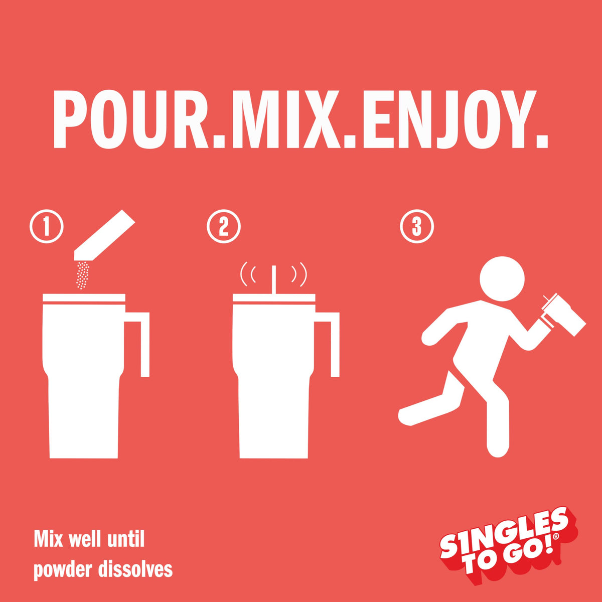SINGLES TO GO! Sunkist Strawberry Tangerine glass with drink, bright citrus lift anywhere.