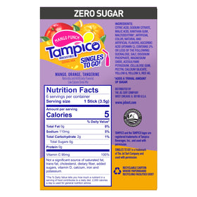 SINGLES TO GO Tampico glass with vibrant mango-citrus drink ready to sip