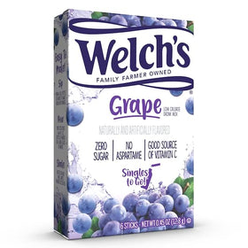 Welch's Singles To Go Grape box with six packets for on-the-go flavor