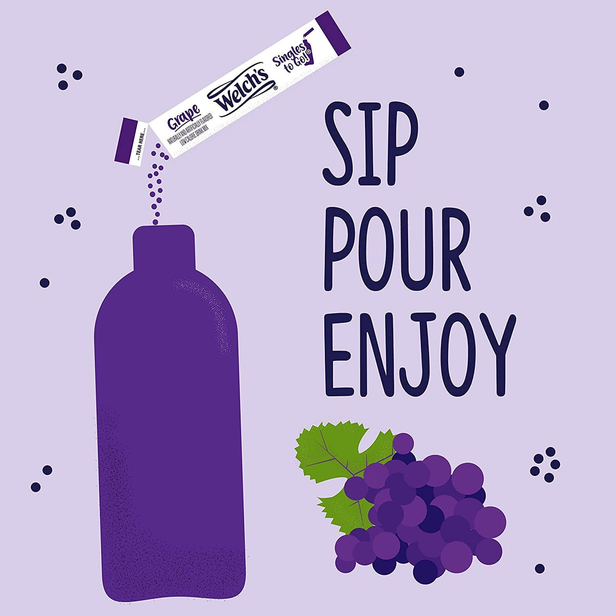Welch's brand packaging showcasing grape flavor and six-box set for easy purchase