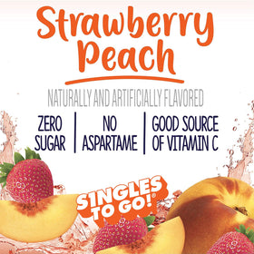 Pouring Welch's strawberry peach powder into a water bottle for refreshment.