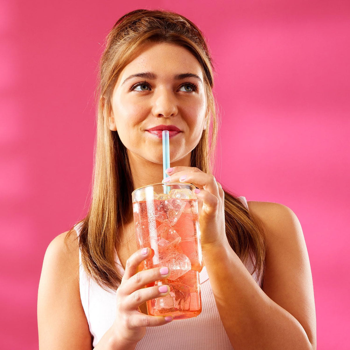 Prepared Wyler's Light Cotton Candy drink in glass with ice
